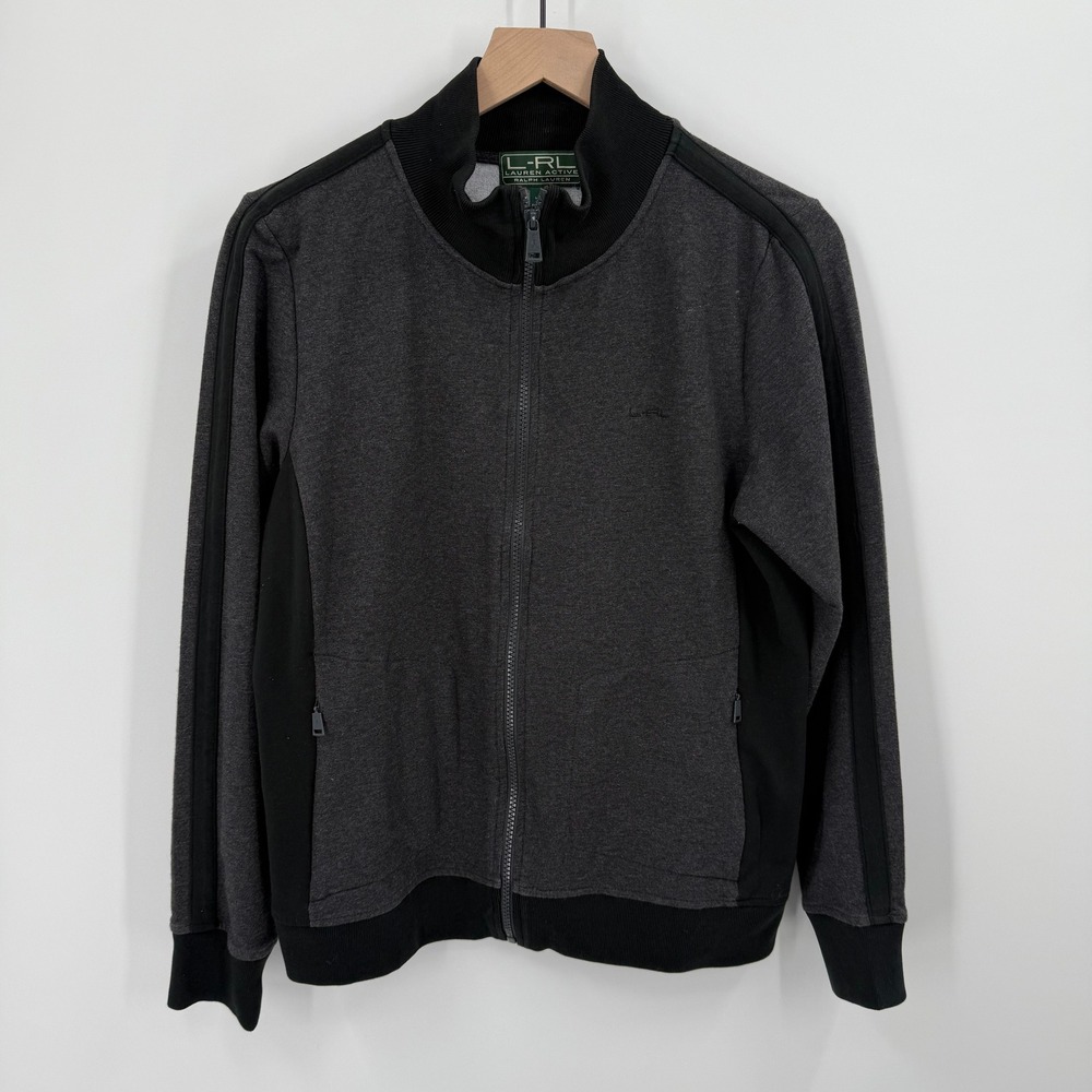 Lauren Ralph Lauren L RL Active Track Jacket Dark Gray Full Zip Size L